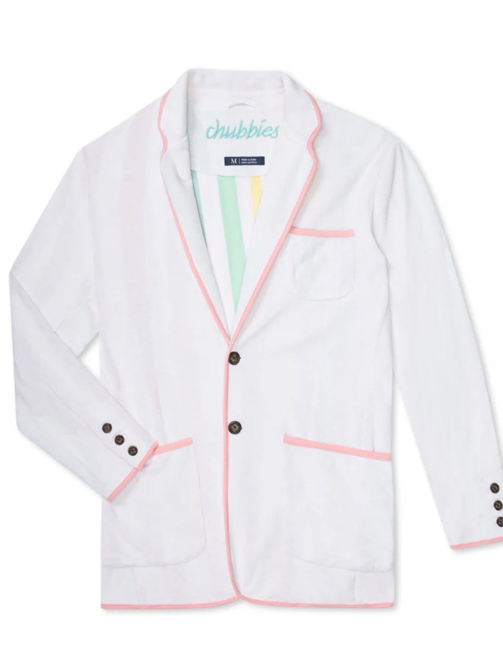 chubbies White Blazer with Pink Piping